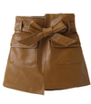 PU Ribbon Leather Skirt