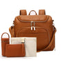 7-in-1 Baby mahogany PU Leather Diaper Bag