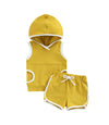 Yellow Sleeveless Hooded Patch Shorts