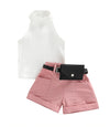 Pink Belted Short Set